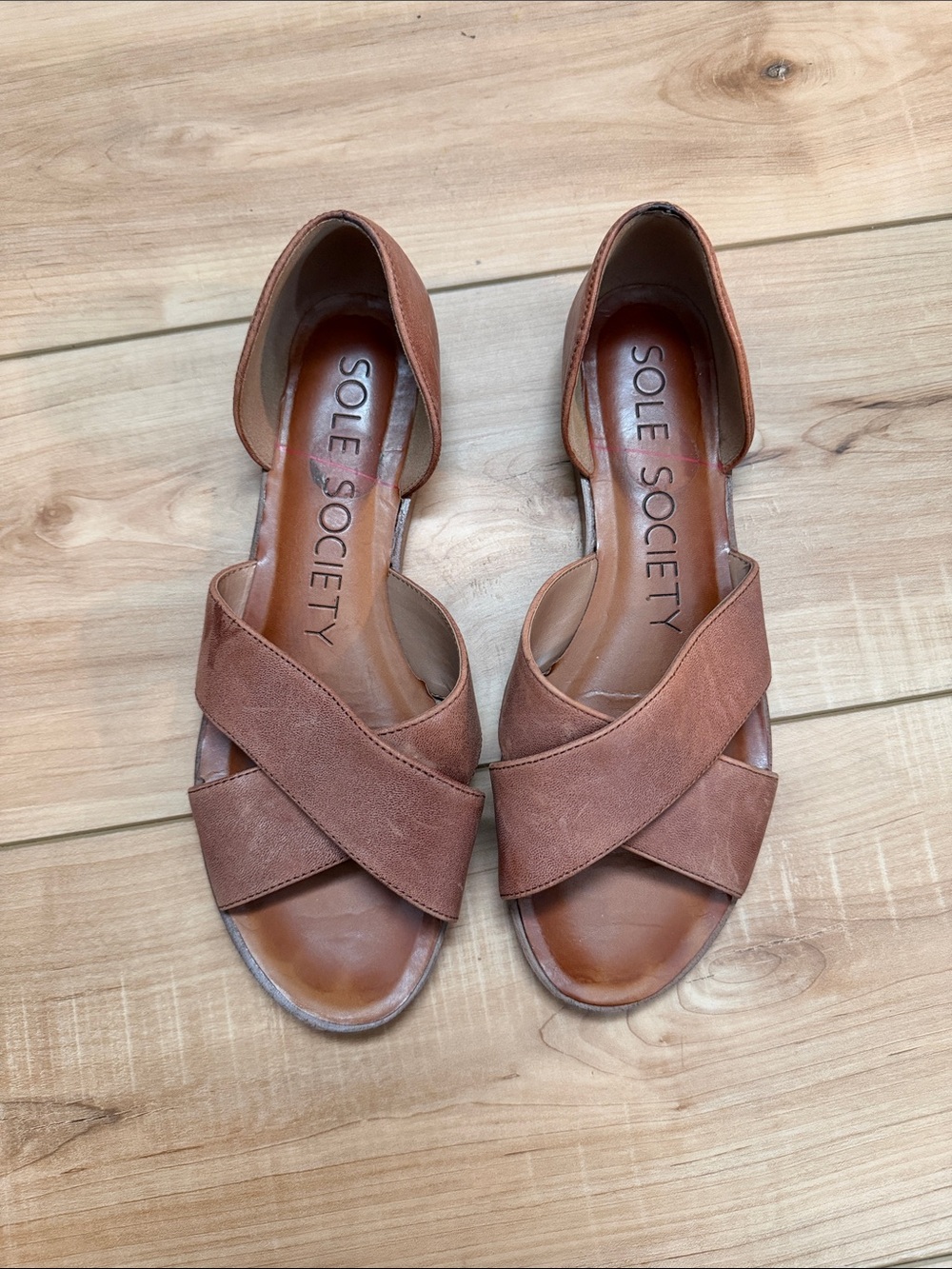 Sole Society Brown Crisscross Open-Toe Sandals